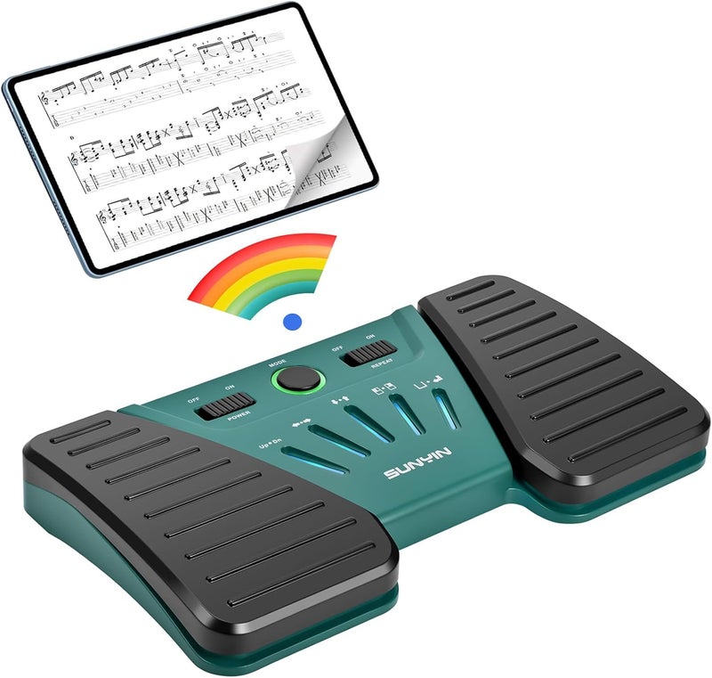 SUNYIN Wireless Page Turner Pedal Bluetooth Foot Control for Ipad Tablets Phones Rechargeable Hands-Free Anti-slip(Green) - Image 1